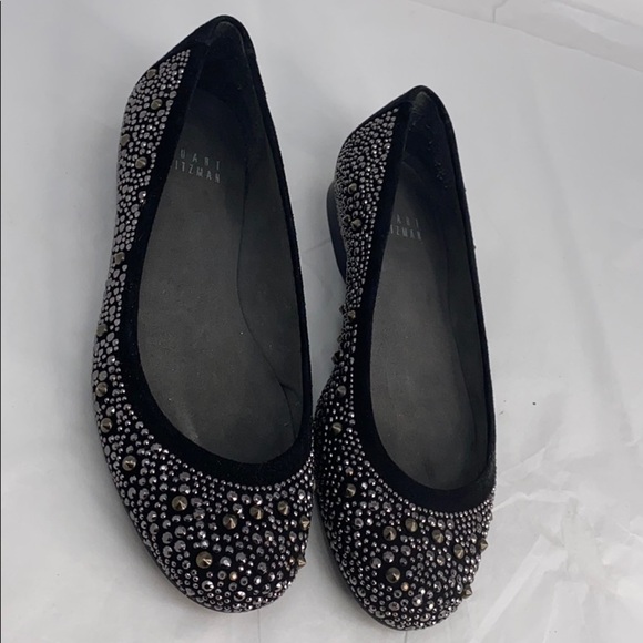Stuart Weitzman 6.5 Nubeads Haze Black Suede Flats - Picture 1 of 6